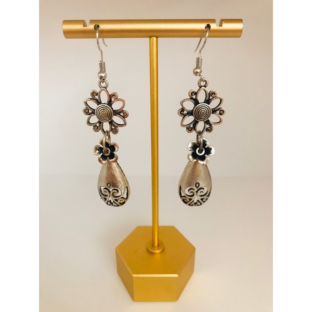 Flower Pendant Fishhook Style Earrings